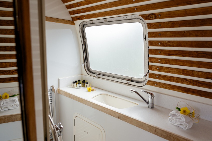 Airstream Petrarolo bathroom with minimalist interior